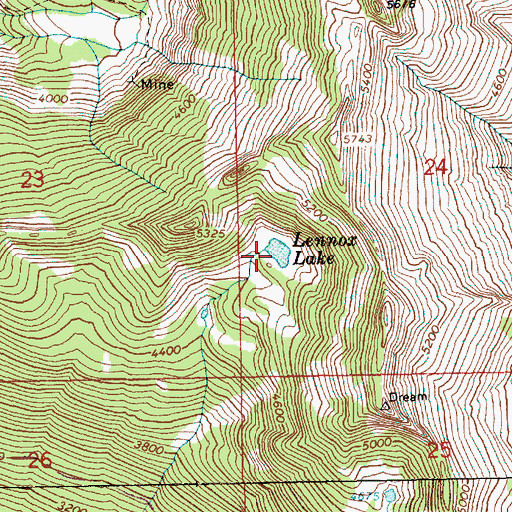 Topographic Map of Lennox Lake, WA