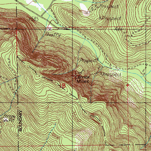 Topographic Map of Lennox Mines, WA