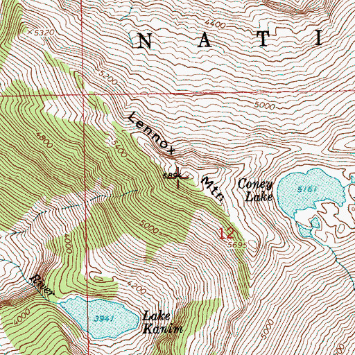 Topographic Map of Lennox Mountain, WA