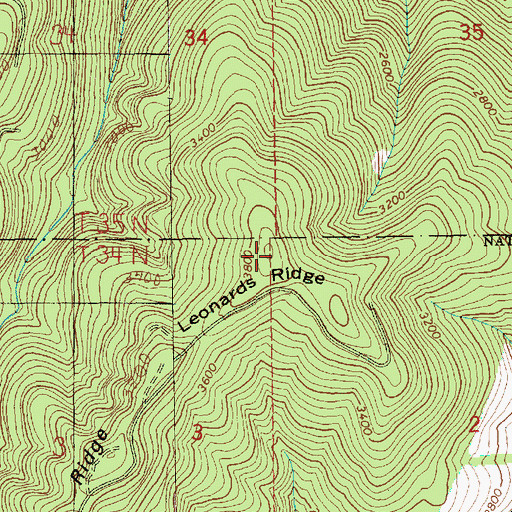 Topographic Map of Leonards Ridge, WA