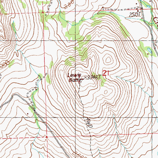 Topographic Map of Lewis Butte, WA