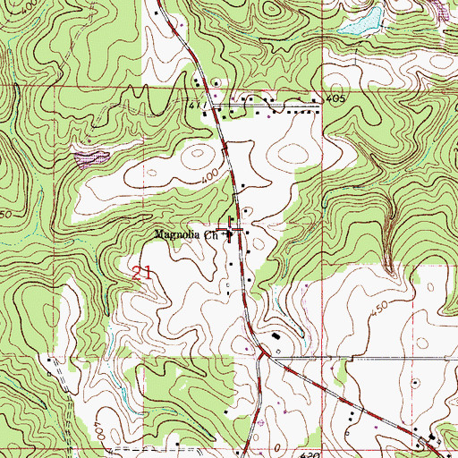 Topographic Map of Magnolia Church, AL
