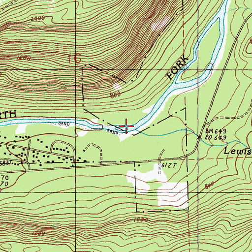 Topographic Map of Lewis Creek, WA
