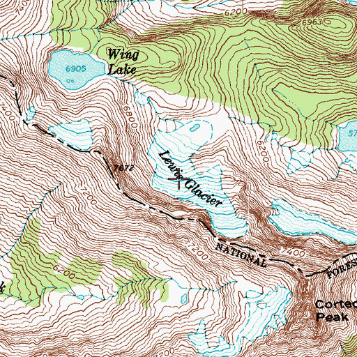 Topographic Map of Lewis Glacier, WA