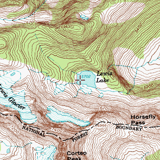 Topographic Map of Lewis Lake, WA
