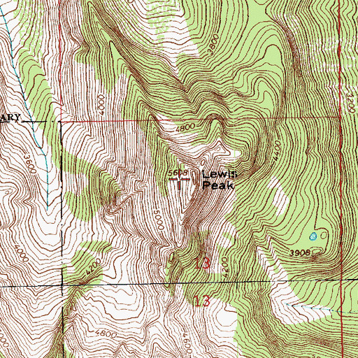 Topographic Map of Lewis Peak, WA