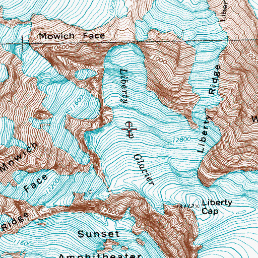 Topographic Map of Liberty Gap Glacier, WA
