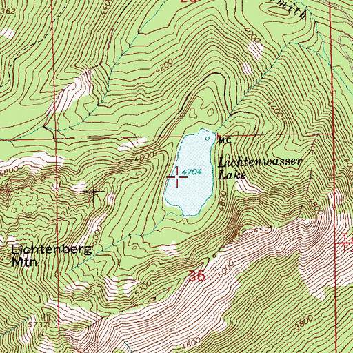 Topographic Map of Lichtenwasser Lake, WA