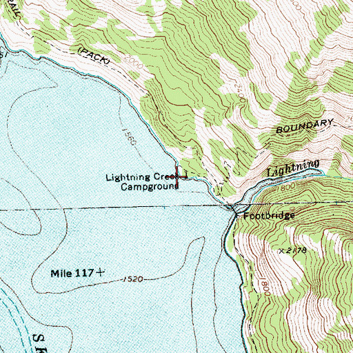 Topographic Map of Lighting Creek Campground, WA