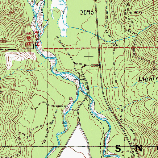 Topographic Map of Lightning Creek, WA