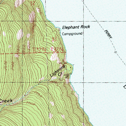 Topographic Map of Lighting Creek, WA