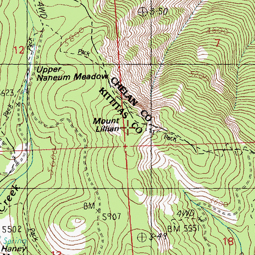 Topographic Map of Mount Lillian, WA