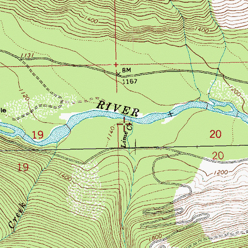 Topographic Map of Lime Creek, WA
