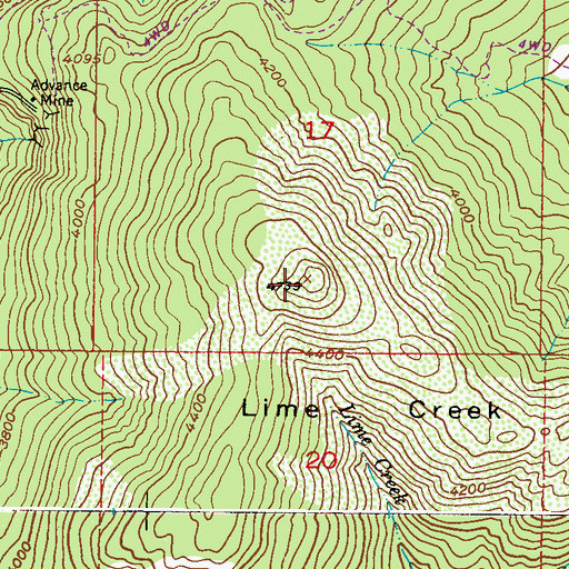 Topographic Map of Lime Creek Mountain, WA