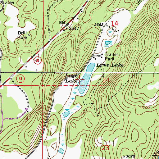 Topographic Map of Lime Lake, WA