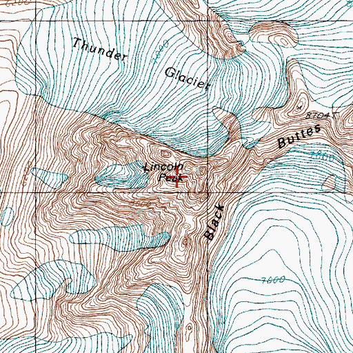 Topographic Map of Lincoln Peak, WA