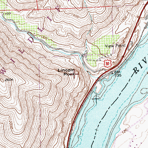 Topographic Map of Lincoln Rock, WA