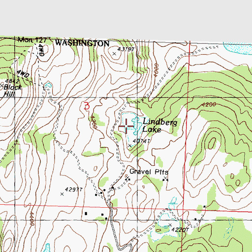 Topographic Map of Lindberg Lake, WA
