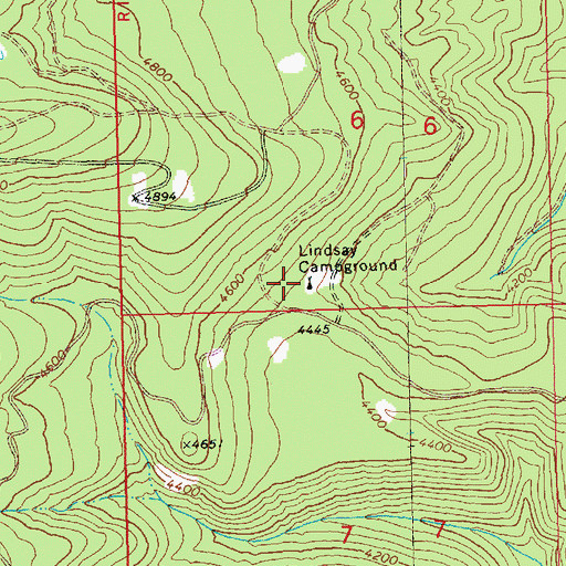 Topographic Map of Lindsay Campground, WA
