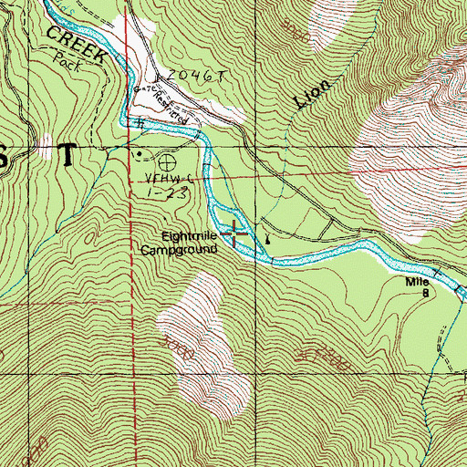 Topographic Map of Lion Creek, WA
