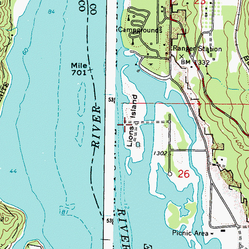 Topographic Map of Lions Island, WA