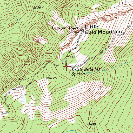 Topographic Map of Little Bald Mountain Spring, WA