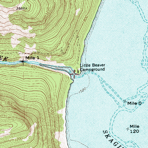Topographic Map of Little Beaver Campground, WA