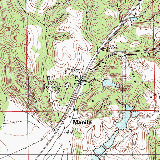 Topographic Map of Manila, AL