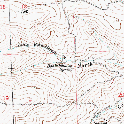 Topographic Map of Little Bohinkleman Creek, WA