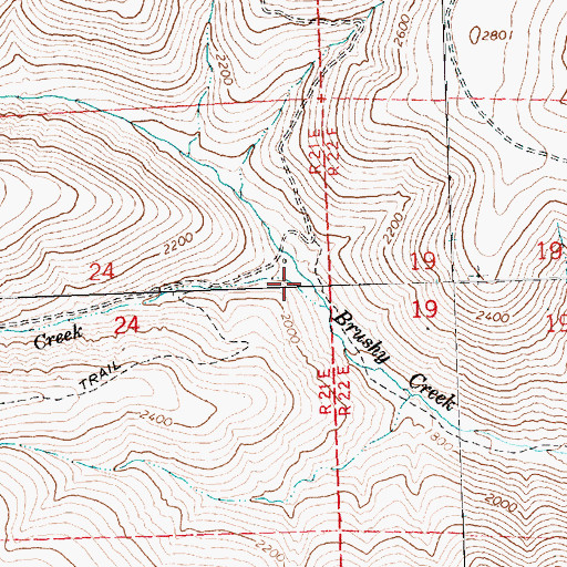 Topographic Map of Little Brushy Creek, WA