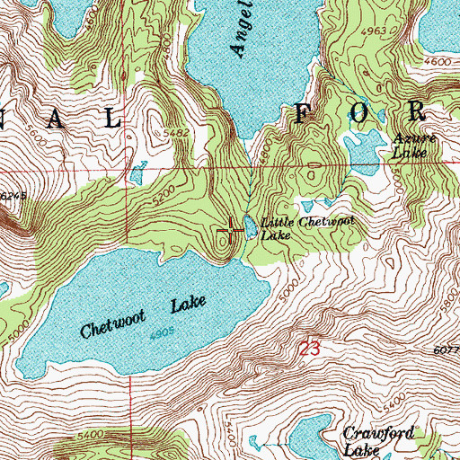 Topographic Map of Little Chetwoot Lake, WA