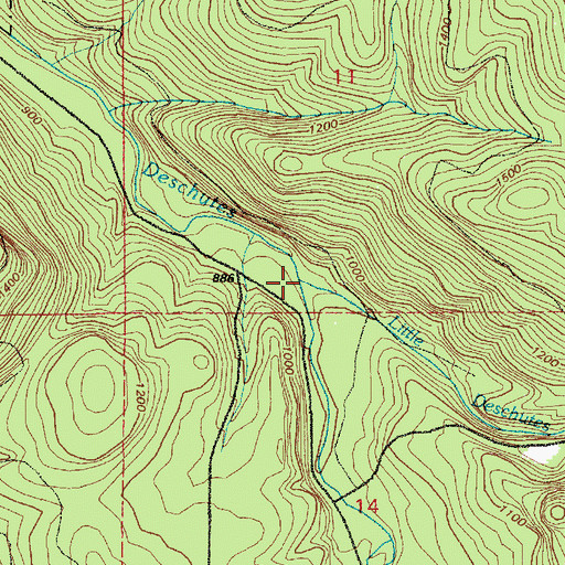 Topographic Map of Little Deschutes River, WA