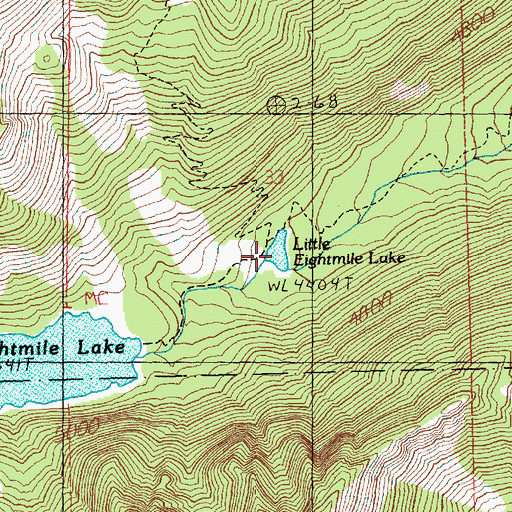 Topographic Map of Little Eightmile Lake, WA