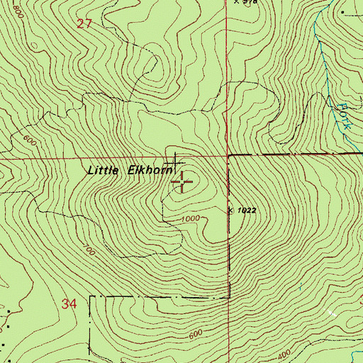 Topographic Map of Little Elkhorn, WA