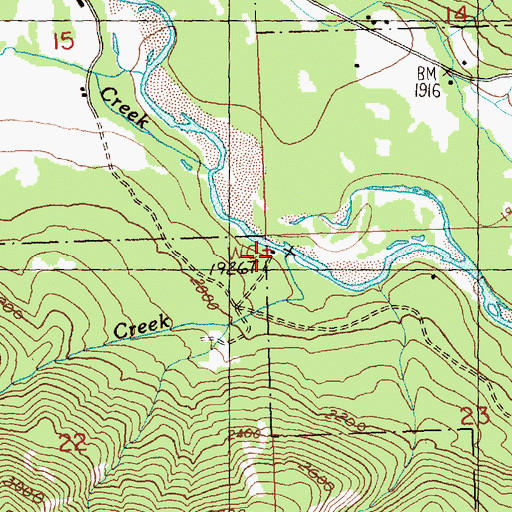 Topographic Map of Little Falls Creek, WA