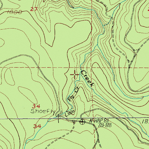 Topographic Map of Little Fly Creek, WA