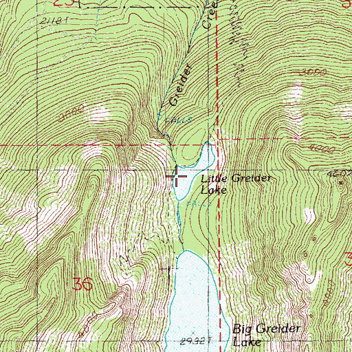 Topographic Map of Little Greider Lake, WA