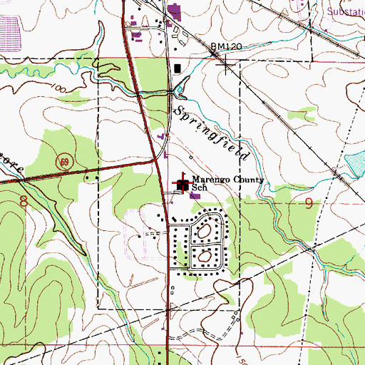 Topographic Map of Marengo County School, AL