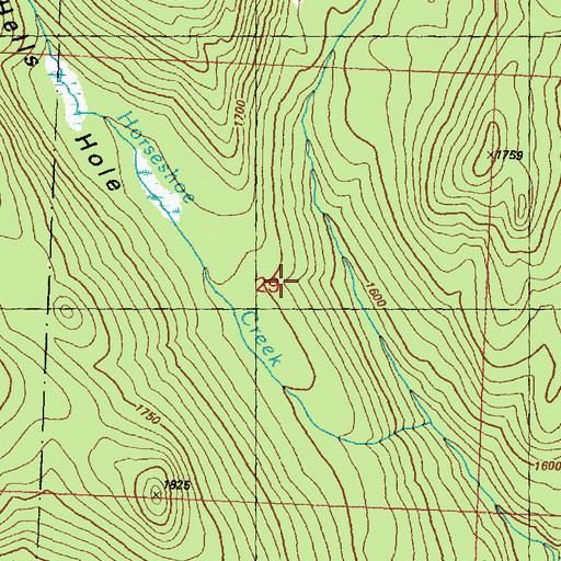 Topographic Map of Little Horseshoe Creek, WA
