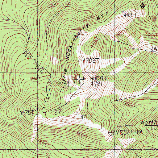 Topographic Map of Little Huckleberry Mountain, WA