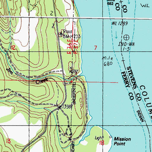 Topographic Map of Little Jim Creek, WA