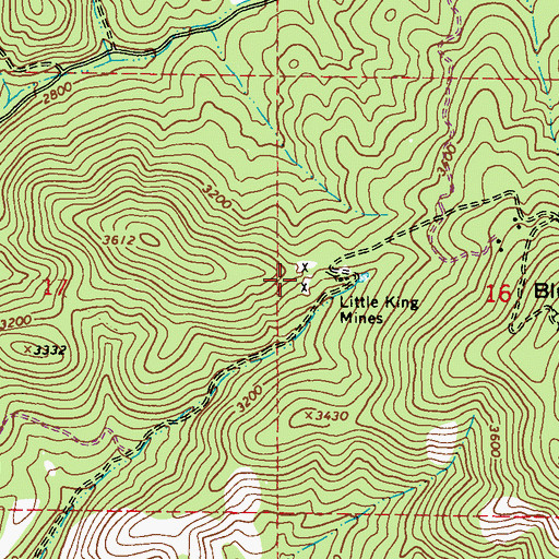 Topographic Map of Little King Mines, WA