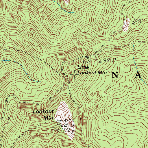 Topographic Map of Little Lookout Mountain, WA