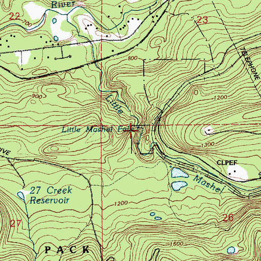 Topographic Map of Little Mashel Falls, WA