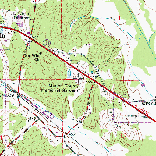 Topographic Map of West Alabama Memorial Gardens, AL