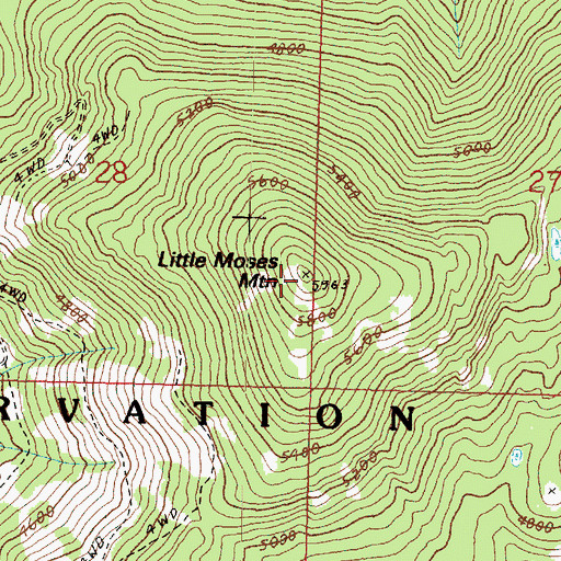 Topographic Map of Little Moses Mountain, WA