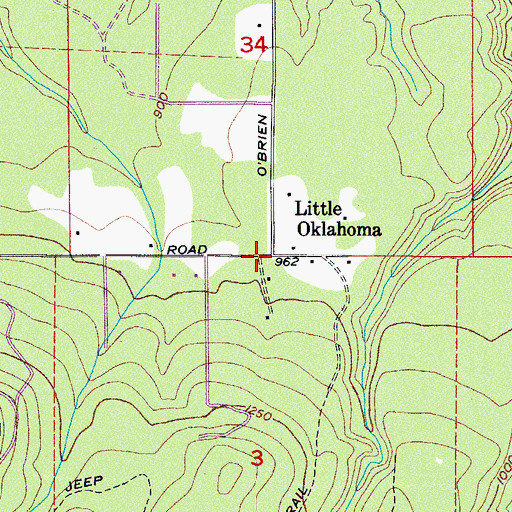 Topographic Map of Little Oklahoma, WA