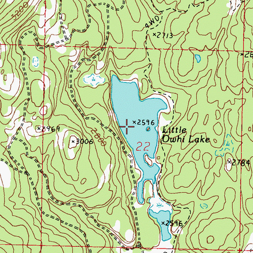 Topographic Map of Little Owhi Lake, WA