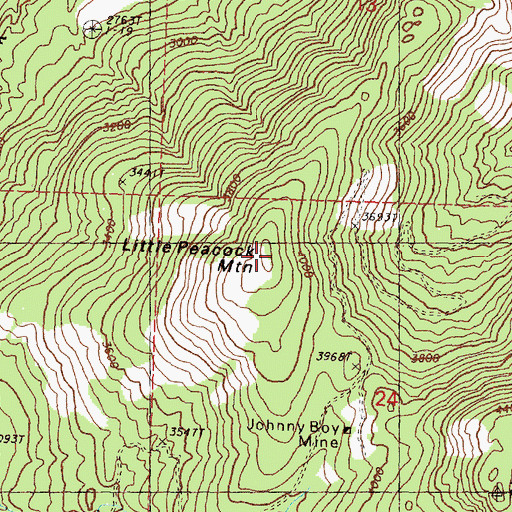 Topographic Map of Little Peacock Mountain, WA