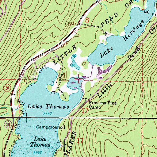Topographic Map of Little Pend Oreille Lakes, WA